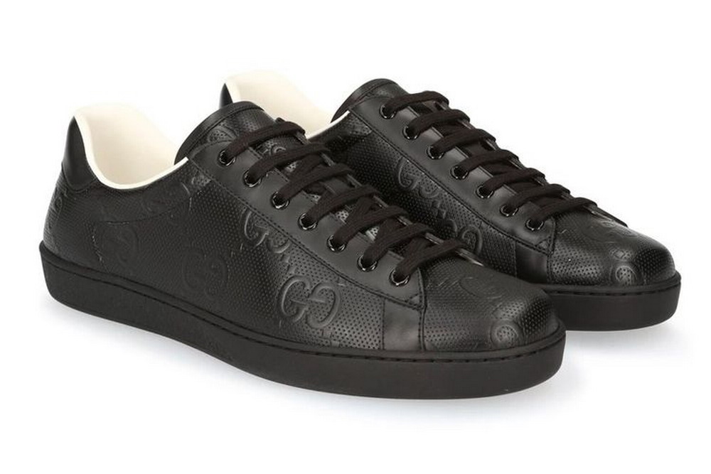 men's ace jacquard stripe leather lace up sneakers