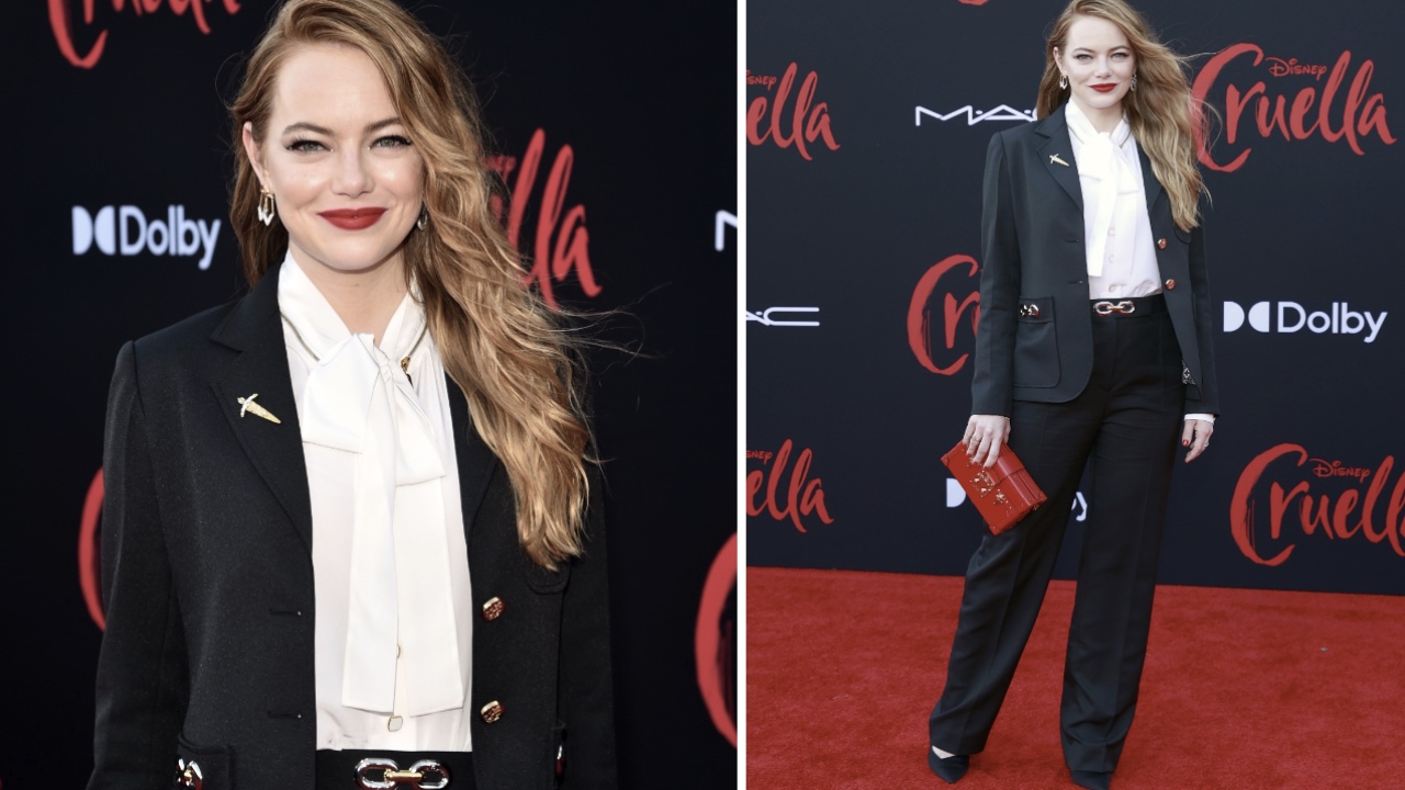 Simak Tampilan Emma Stone Dalam Balutan Suit di Premiere Film Cruella