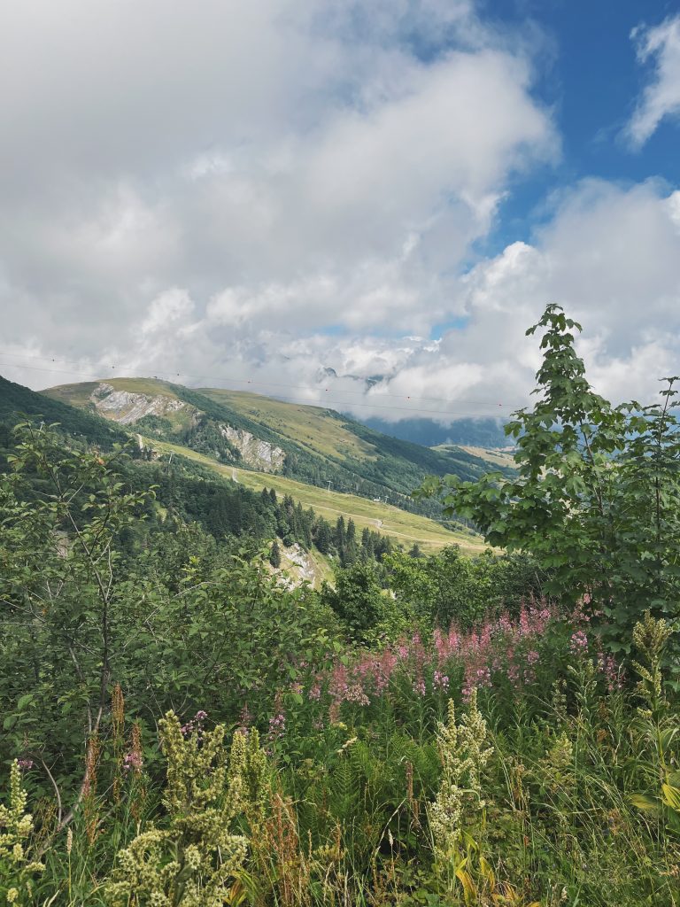 Pemandangan dari jalur pendakian di Club Med Valmorel.