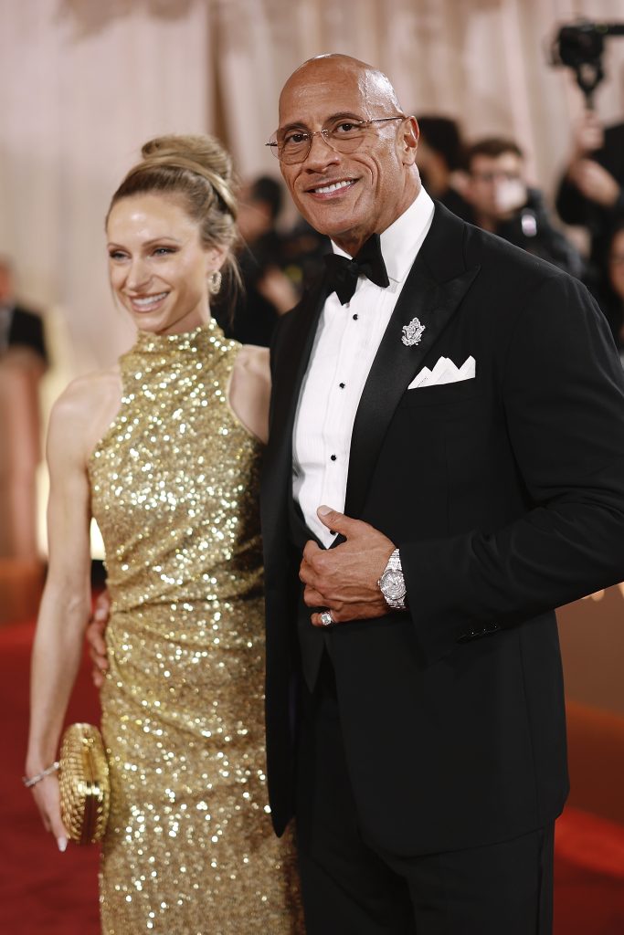 BEVERLY HILLS, CALIFORNIA - JANUARY 11: (FOR EDITORIAL USE ONLY) (L-R) Lauren Hashian and Dwayne Johnson attend the 83rd annual Golden Globe Awards at The Beverly Hilton on January 11, 2026 in Beverly Hills, California. (Photo by Matt Winkelmeyer/GA/The Hollywood Reporter via Getty Images)