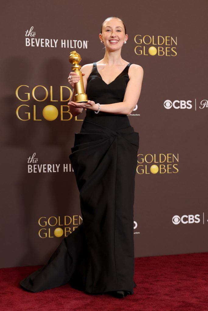 BEVERLY HILLS, CALIFORNIA - JANUARY 11: (FOR EDITORIAL USE ONLY) Erin Doherty, winner of the Best Performance by a Female Actor in a Supporting Role on Television award for "Adolescence,” poses in the press room during the 83rd annual Golden Globe Awards at The Beverly Hilton on January 11, 2026 in Beverly Hills, California. (Photo by Frazer Harrison/WireImage)